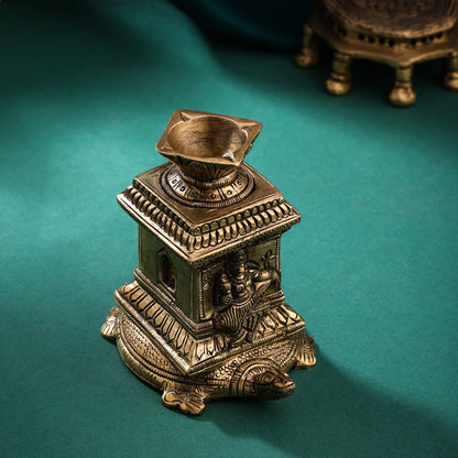 Sacred Brass Shaligram Tortoise Diya – Symbol of Prosperity & Divinity (3.5)