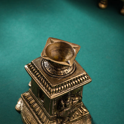 Sacred Brass Shaligram Tortoise Diya – Symbol of Prosperity & Divinity (3.5)