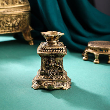 Sacred Brass Shaligram Tortoise Diya – Symbol of Prosperity & Divinity (3.5)