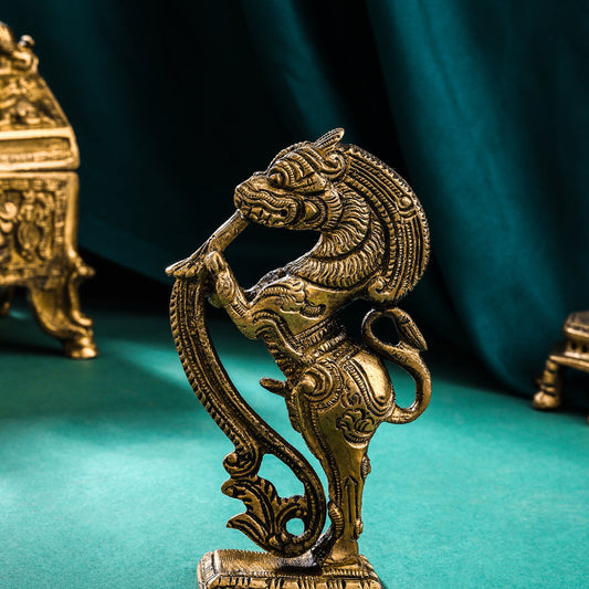 Brass Standing Yali Statue (5 Inch)