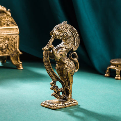 Brass Standing Yali Statue (5 Inch)