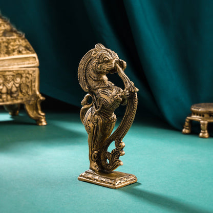 Brass Standing Yali Statue (5 Inch)