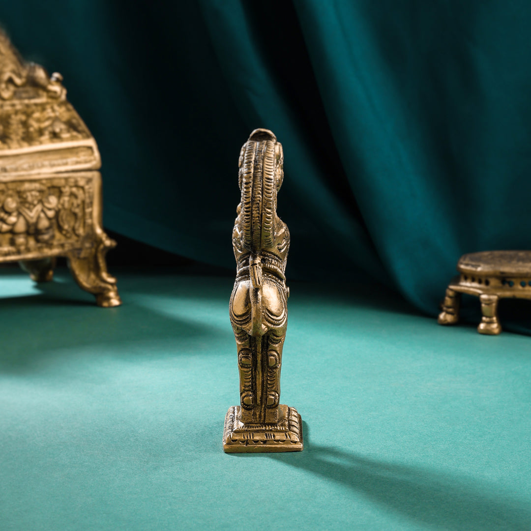 Brass Standing Yali Statue (5 Inch)