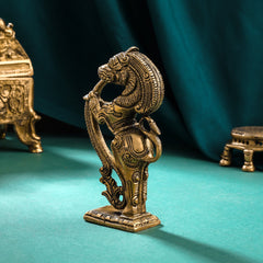 Brass Standing Yali Statue (5 Inch)