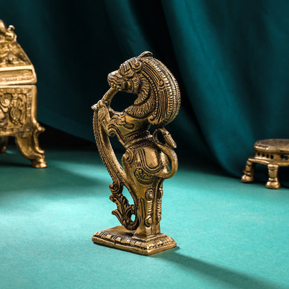 Brass Standing Yali Statue (5 Inch)