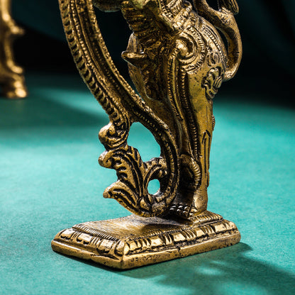 Brass Standing Yali Statue (5 Inch)