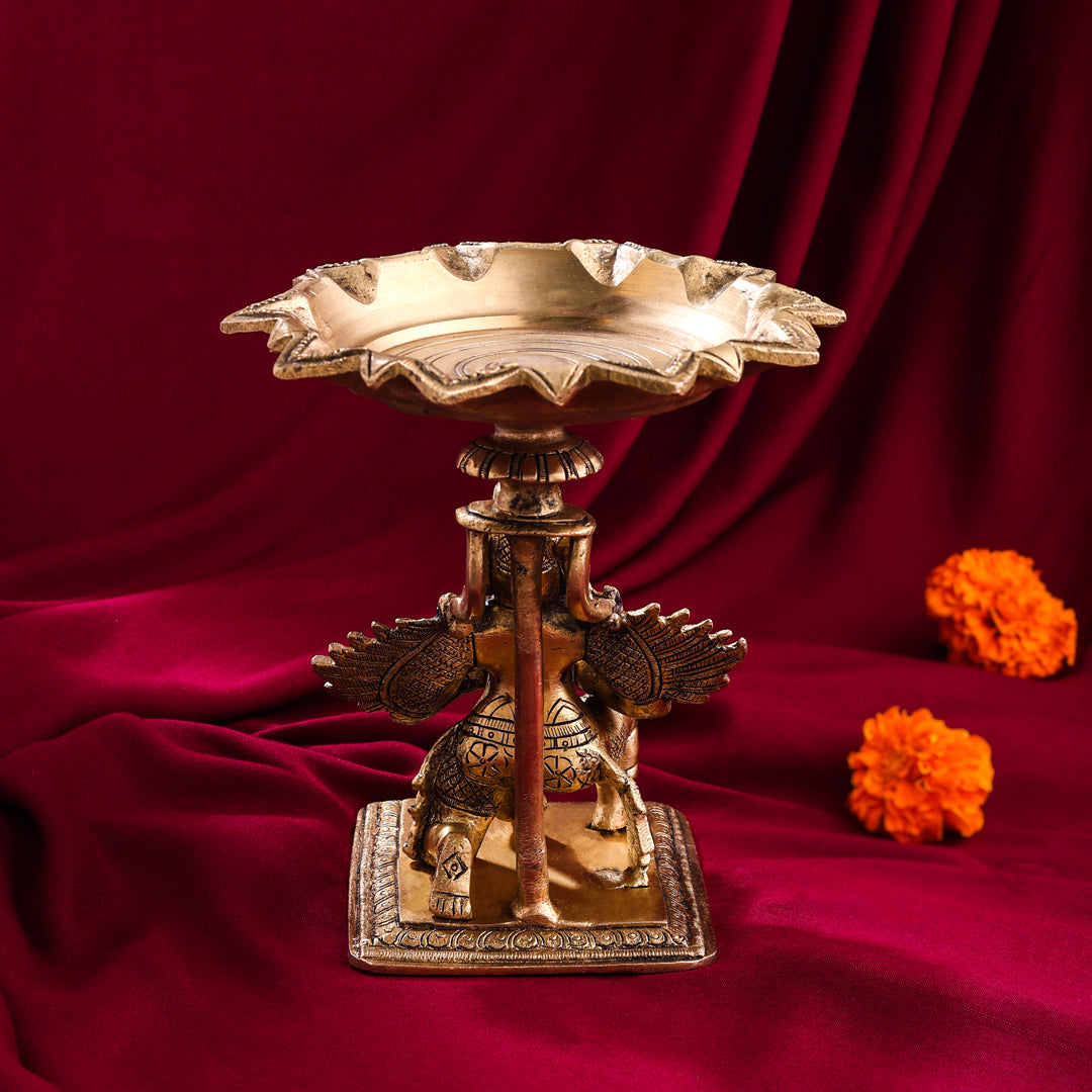 Brass Garuda Multi Wick Lamp (6.8 Inch)