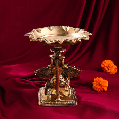 Brass Garuda Multi Wick Lamp (6.8 Inch)