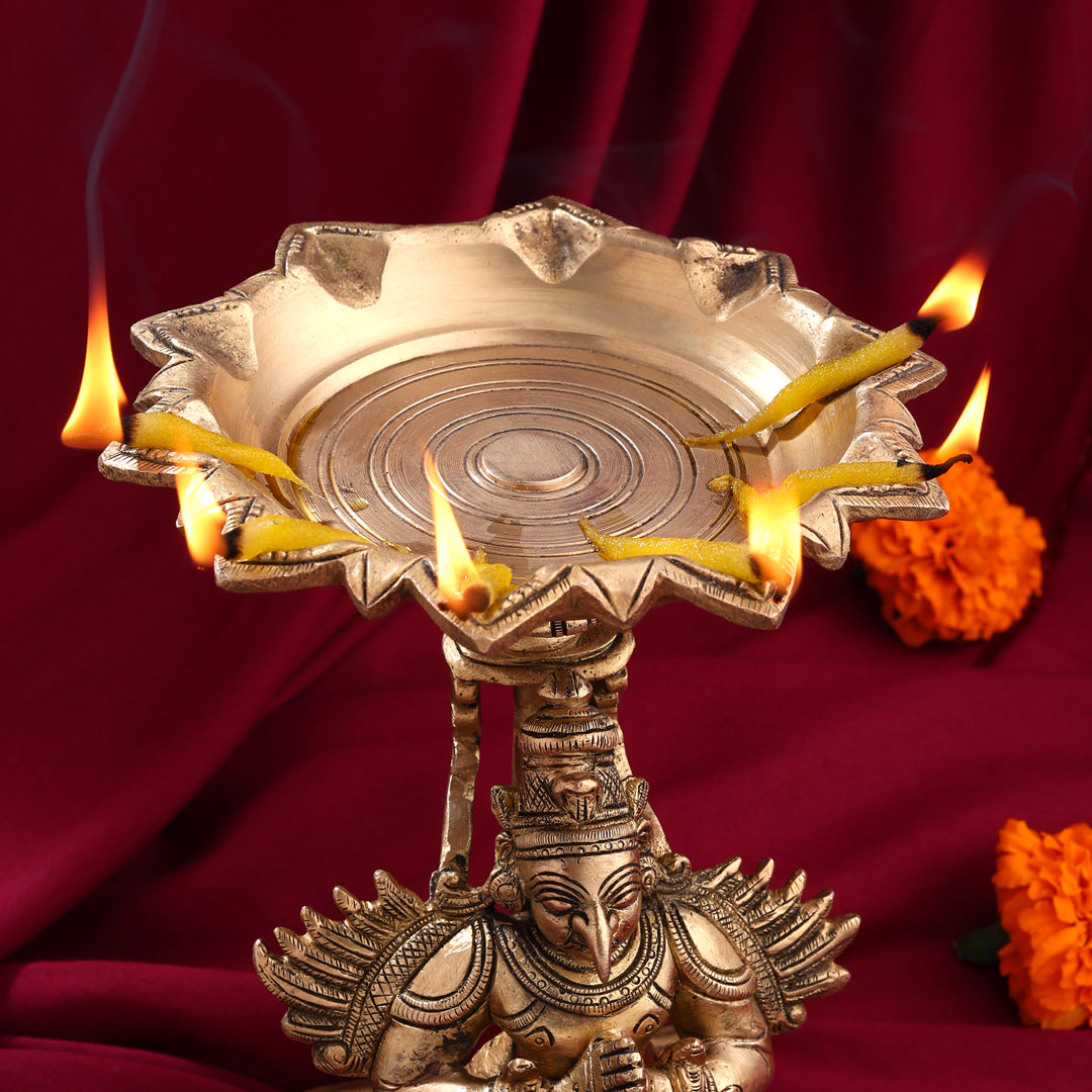 Brass Garuda Multi Wick Lamp (6.8 Inch)