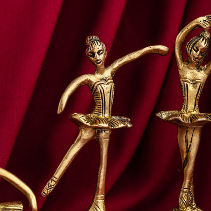 Graceful Brass Dancing Ballerinas – Set of 5 Elegant Figurines (4.2-Inch)