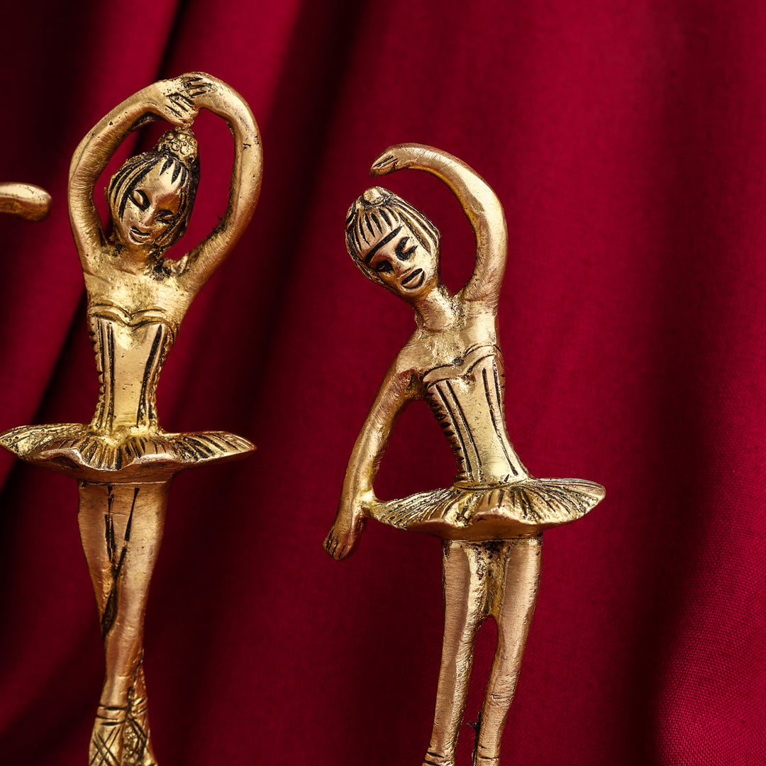 Graceful Brass Dancing Ballerinas – Set of 5 Elegant Figurines (4.2-Inch)