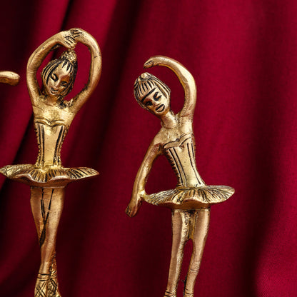 Graceful Brass Dancing Ballerinas – Set of 5 Elegant Figurines (4.2-Inch)