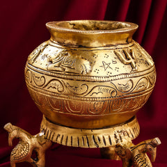 Brass Gangla Kalash With Stand (8 Inch)