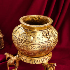 Brass Gangla Kalash With Stand (8 Inch)