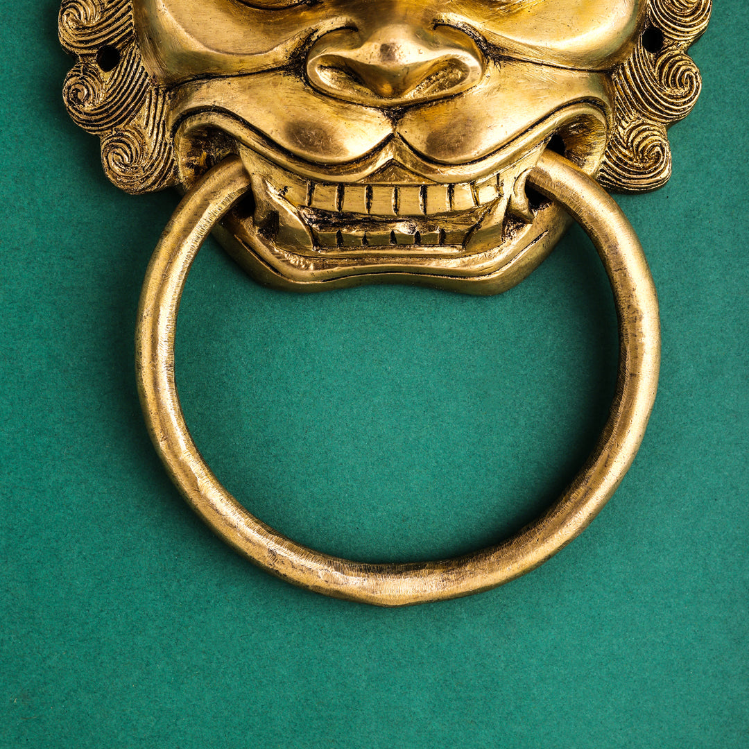 Brass Yali Face Door Knocker (9.5 Inch)