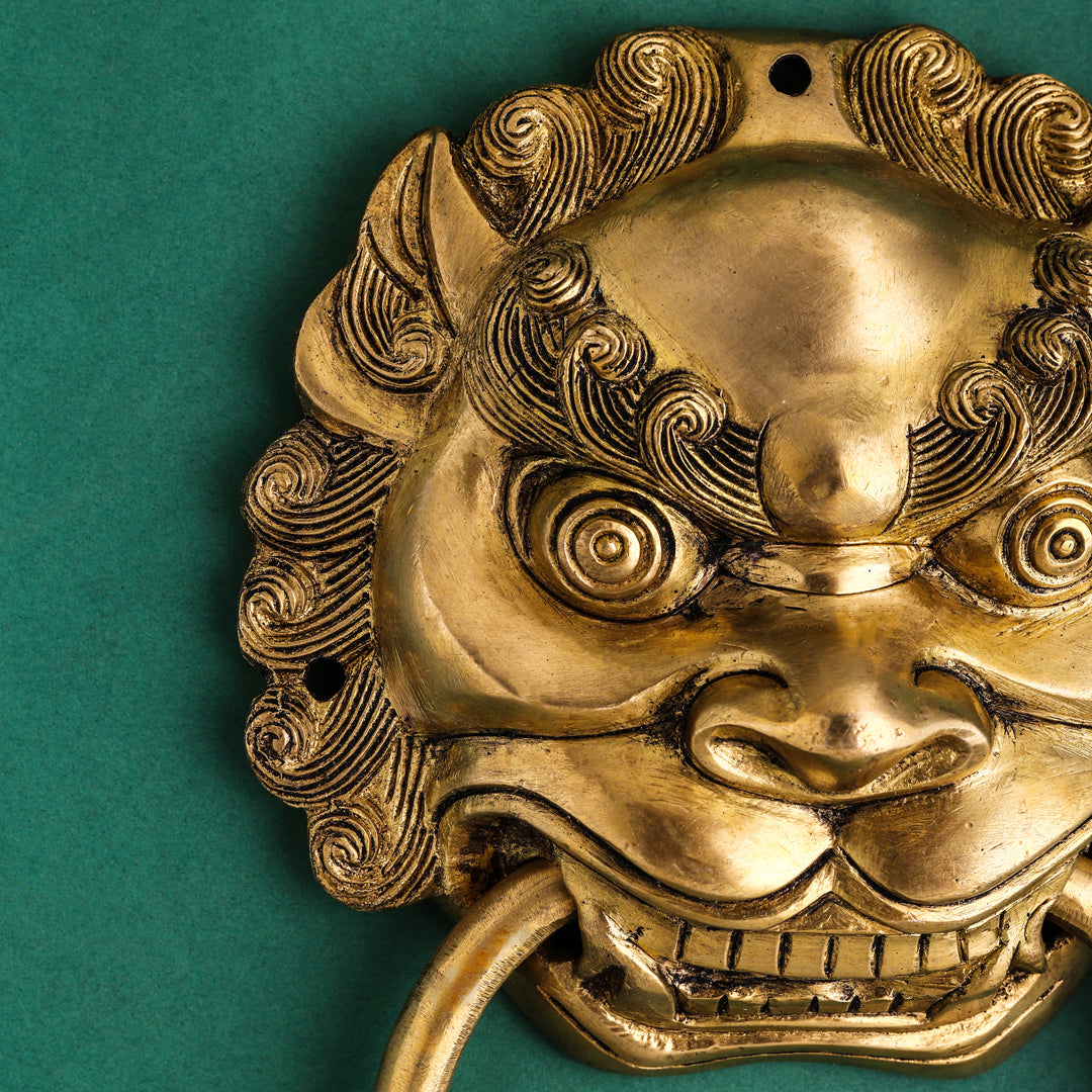 Brass Yali Face Door Knocker (9.5 Inch)