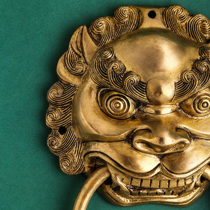Brass Yali Face Door Knocker (9.5 Inch)