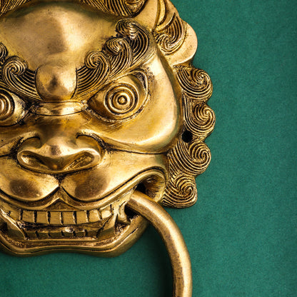 Brass Yali Face Door Knocker (9.5 Inch)