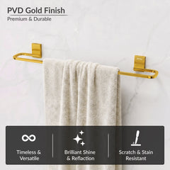 Plantex 304 Grade Stainless Steel 24 inch Single Towel Rod for Bathroom/Hand Towel Holder/Towel Hanger/Bathroom Accessories, Crystal (PVD Gold)-3