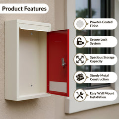 Plantex All in 1 Multipurpose Big Size Letter/Complaint/Suggestion/Donation Box with Lock - Table Top or Wall Mount (Red & Ivory)-3