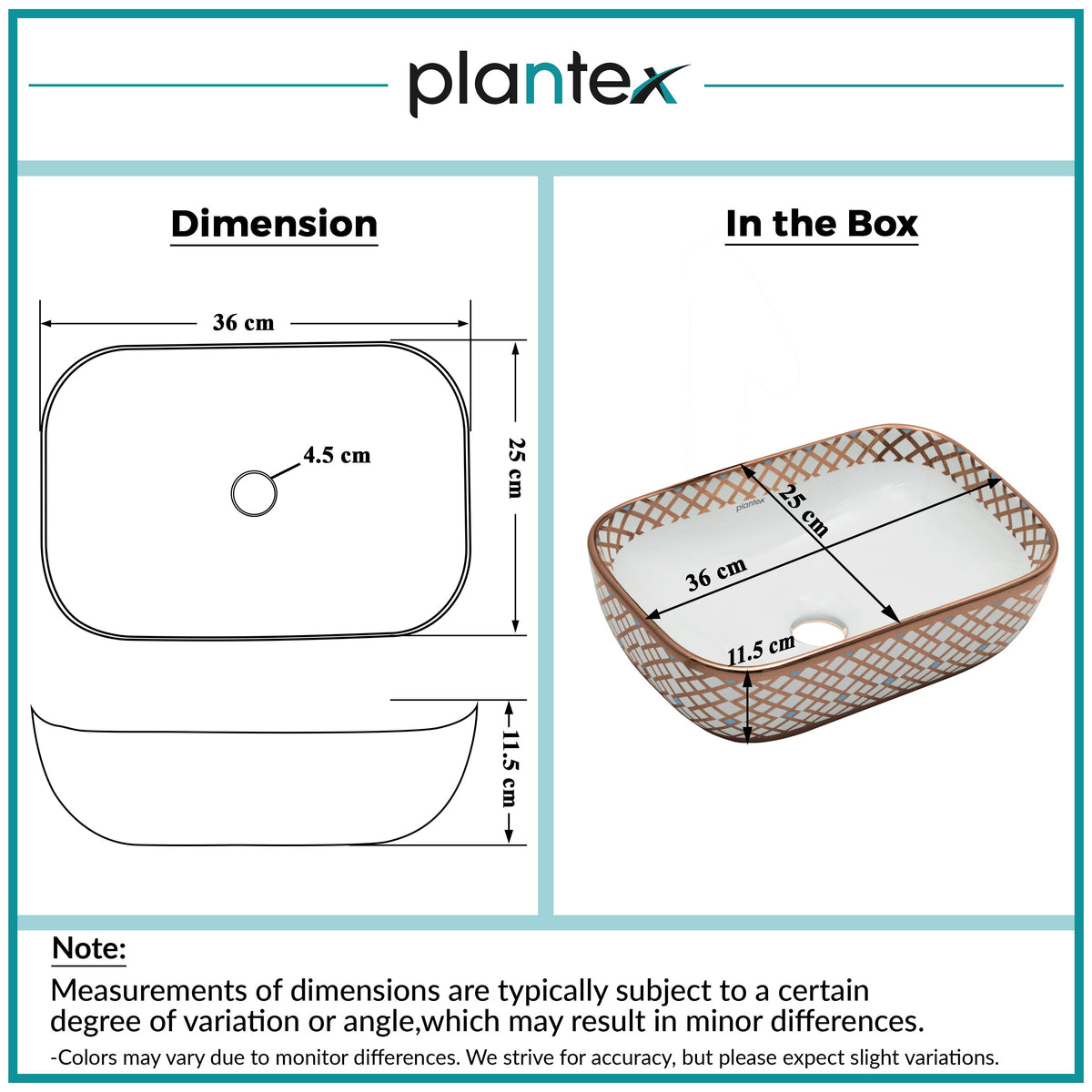 Plantex Ceramic Table Top Wash Basin/Washbasin/Countertop Wash Basin for Bathroom/Living Room(NC-482, 14 x 10 x 5 Inch)-2