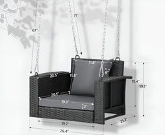 Trellis Single Seater Hanging Swing Without Stand For Balcony, Garden Swing (Black)