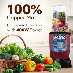 AGARO Regal Nutri Blender with 3 Jars, 400 Watts Personal Blender with 100% Copper Motor