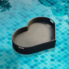 Núria Luxury Floating Serving Tray For Swimming Pool - Black (Heart Shape)