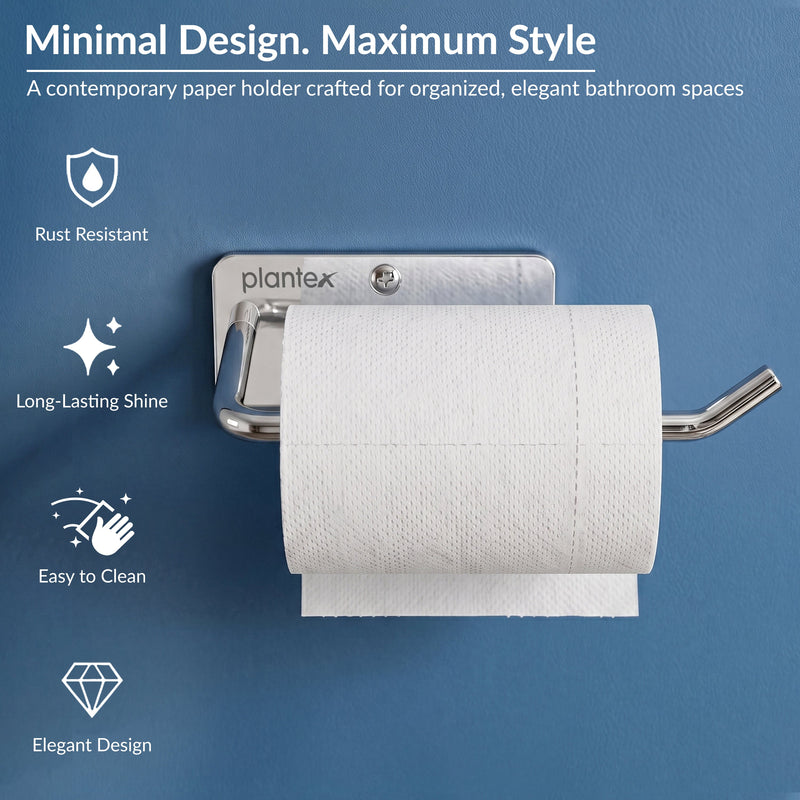 Plantex Stainless Steel Toilet Paper Roll Holder/Tissue Paper Holder in Bathroom/Kitchen/Bathroom Accessories - Wall Mount (Chrome)-5