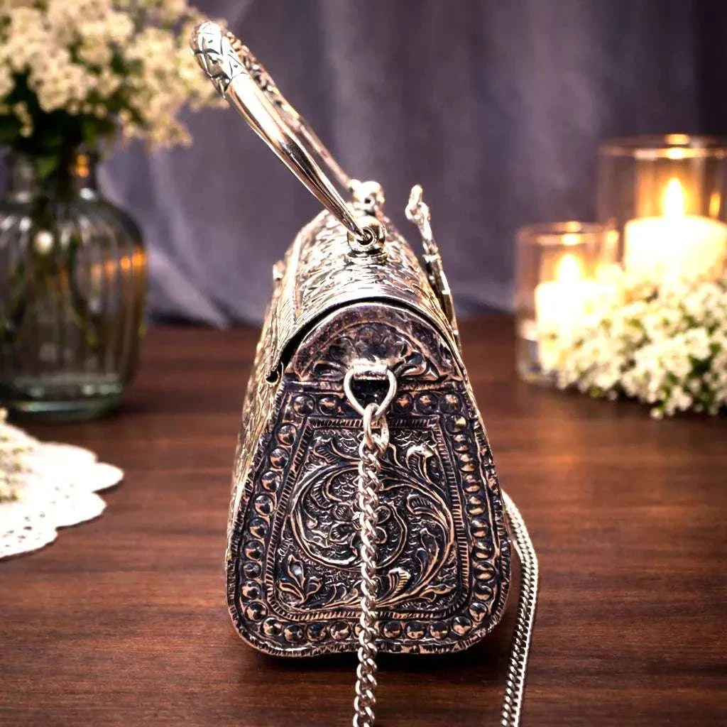 Brass Silver Plated Purse / Clutch bag (8.5 Inch)