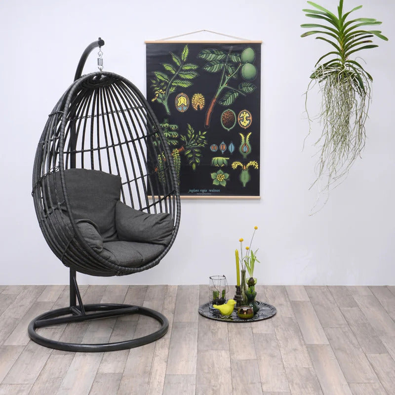 Verratti Single Seater Hanging Swing With Stand For Balcony , Garden Swing (Black)