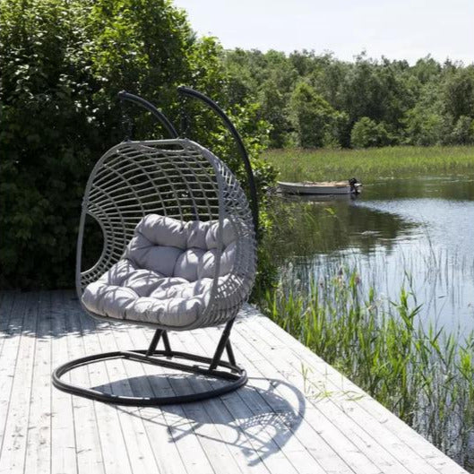 Fonti Double Seater Hanging Swing With Stand For Balcony , Garden Swing (Silver)