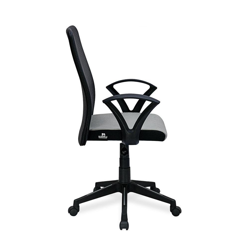 Nilkamal Solitaire Mid Back Chair (Grey/Black)