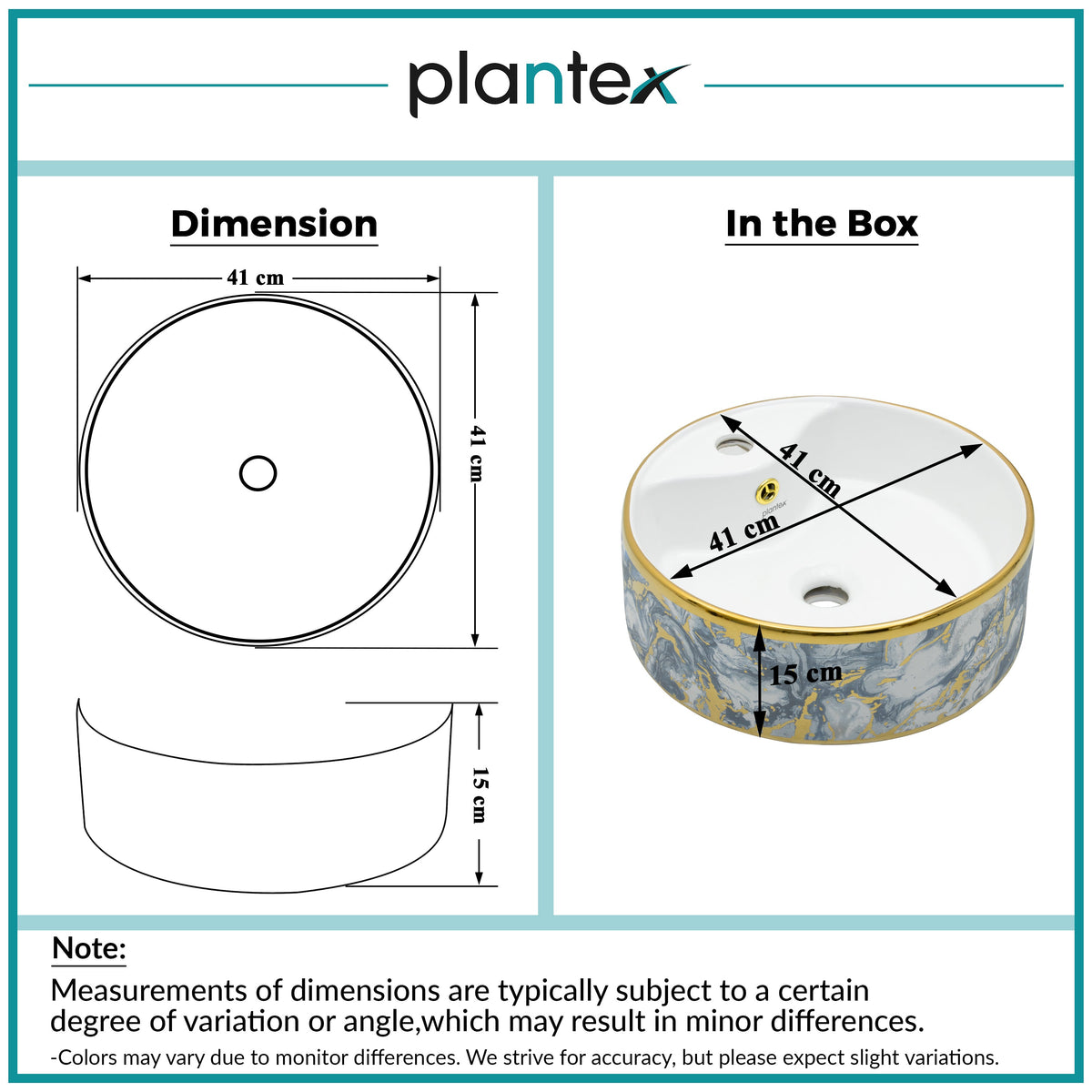 Plantex Table Top Wash Basin For Bathroom/Small Basin for Handwash/Countertop Washbasin - Indo-European Collection (16 x 16 x 6 Inch)-2