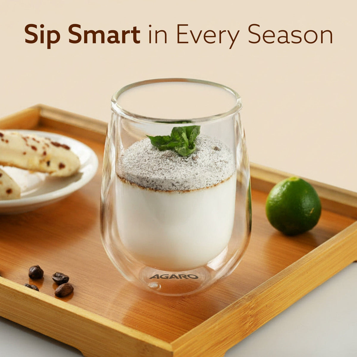 AGARO Elite Double Wall Glass 300ml, Pack of 2 | Premium Borosilicate, Heat Resistant, Microwave & Dishwasher Safe, Idea