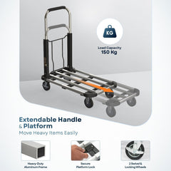 Corvids 150 Kg Portable Aluminium Extendable Hand Platform Trolley with 2-Year Warranty-3