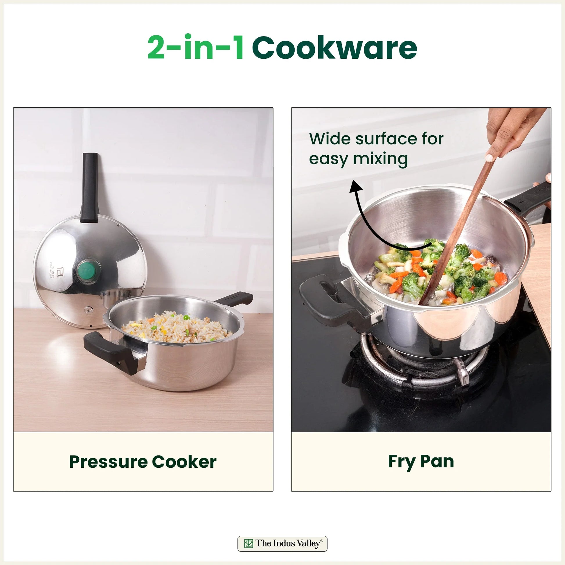 Tri-ply Stainless Steel Pressure Pan, Premium Quality, 3 Layer Thick Body, Heavy Bottom, 100% Food-safe, ISI Certified, Induction & Gas, 3.5/5L