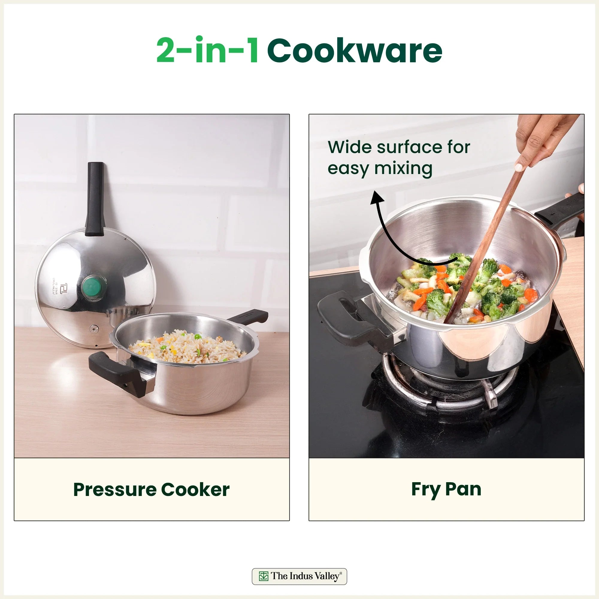 Tri-ply Stainless Steel Pressure Pan, Premium Quality, 3 Layer Thick Body, Heavy Bottom, 100% Food-safe, ISI Certified, Induction & Gas, 3.5/5L