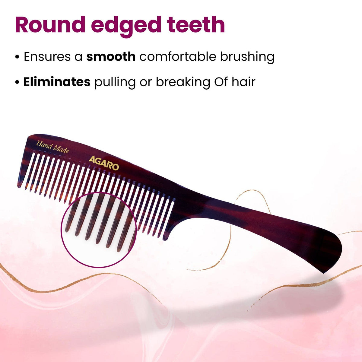 AGARO Hand Made Cellulose Acetate Comb HMC79, All Fine Tooth Dressing Comb, Smooth Rounded Teeth, Hair Styling, Hair Bru