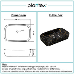 Plantex Tabletop Wash Basin for Bathroom/Designer Ceramic Basin/Rectangle Countertop Wash Basin/Home/Office (21.5 x 14 x 4.5 Inch)-2