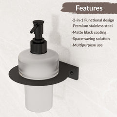 Plantex Liquid Soap Dispenser for Bathroom/Stainless Steel Glass Shampoo Dispenser/Hand wash/Bathroom Accessories - Pack of 1 (Black)-3