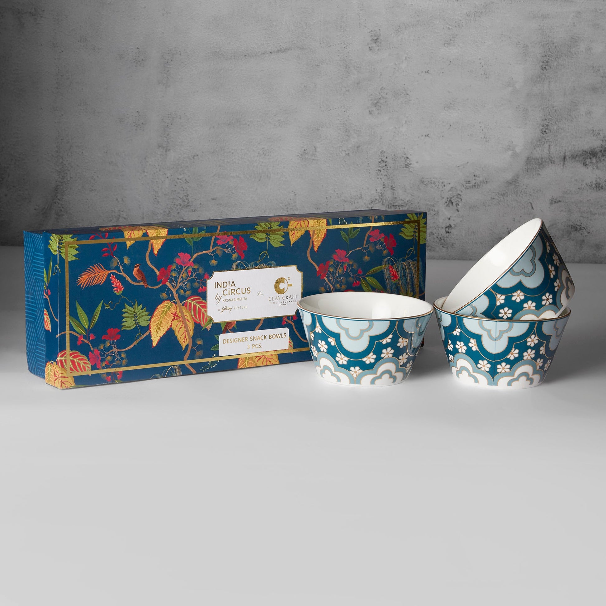 India Circus Oceanic Opulence Nikko Bowl Set of 3