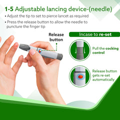 AGARO Blood Glucose Test Strips & Lancets, 50pcs each, Instant Blood Sugar Test at Home, Glucometer Machine, Blood Glucose Monitoring Device, Fast Blood Sugar Testing, Simple & Accurate, GLS-76-3
