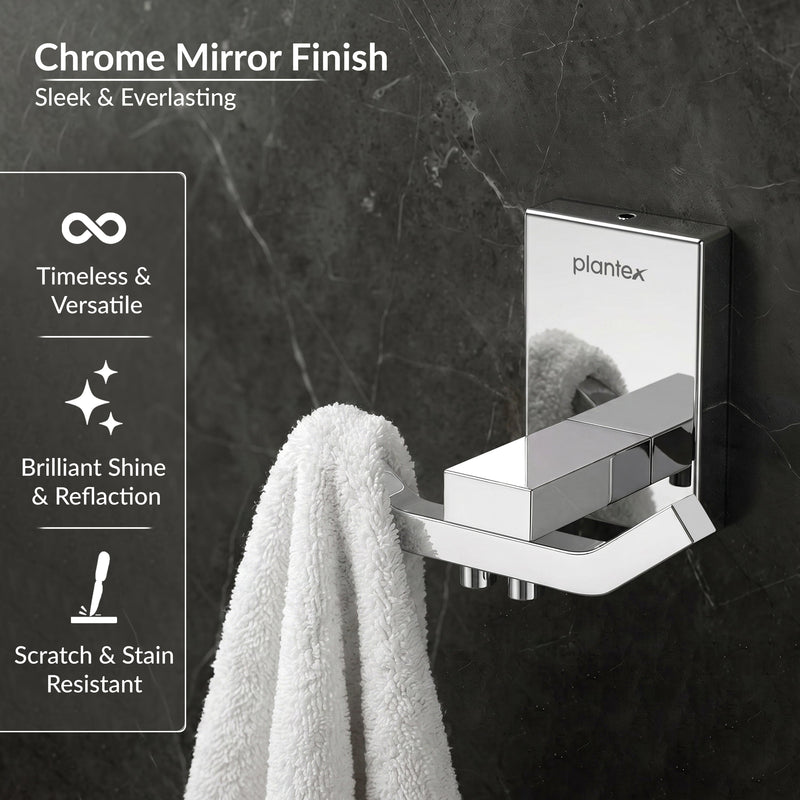 Plantex 304 Grade Stainless Steel Robe Hook/Towel Hanger/Cloth Hanger for Bathroom/Bathroom Accessories - Crystal (1405-Chrome)-5
