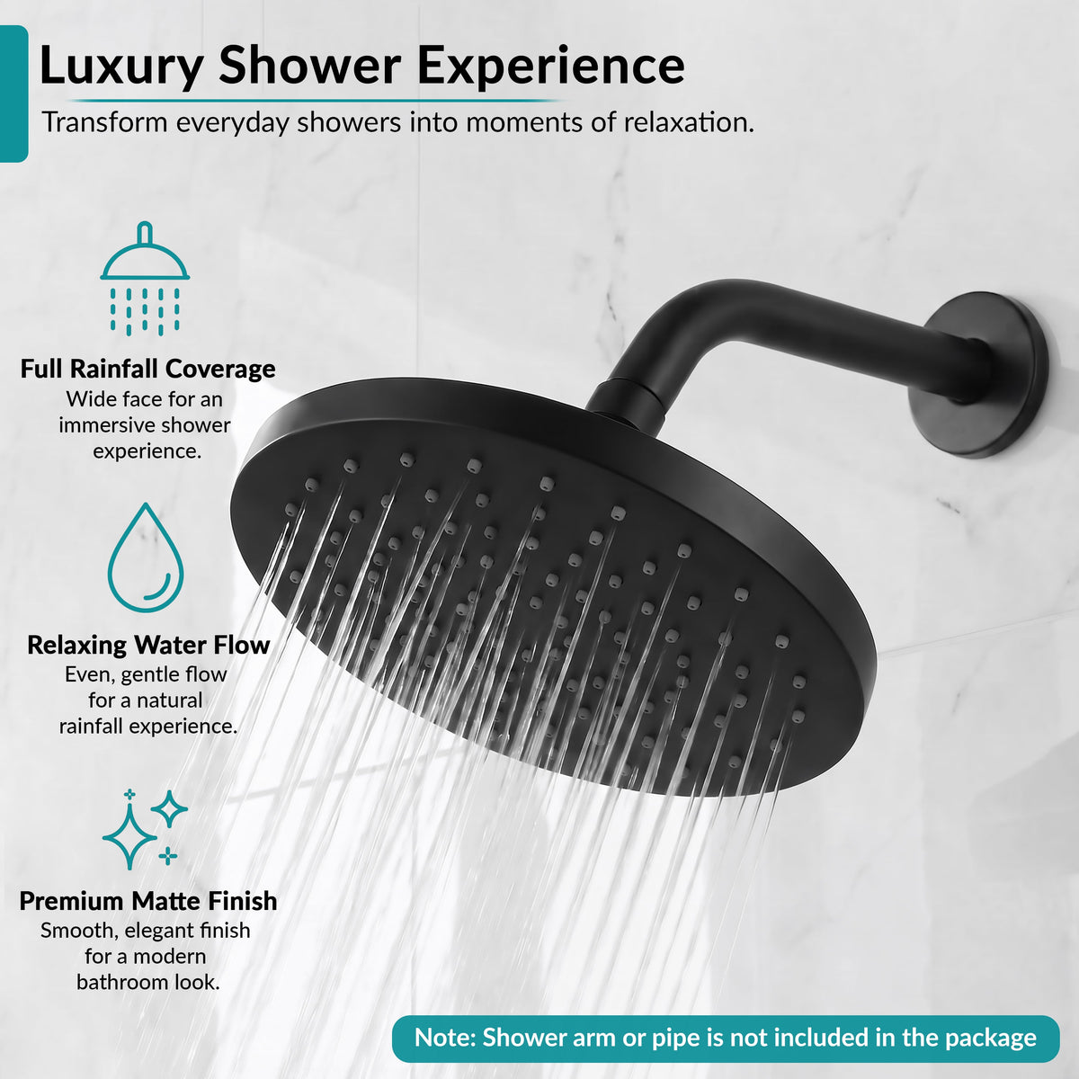 Plantex ABS Round Head Shower/10 Inch Overhead Rain Shower for Bathroom/Shower for Home/Hotel/Adjustable Shower Head for Bathroom - Pack of 1 (Black, D609)-3