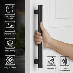 Plantex 12 Inch Main Door Handle/Aluminium Handle for Door/Black Pull-Push Handle for Home/Office/3 Years Warranty Pack of 1 (APS-612, Black)-4