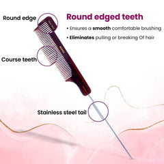 AGARO Hand Made Cellulose Acetate Comb HMC74, All Fine Tooth Dressing Comb, Smooth Rounded Teeth, Hair Styling, Hair Bru