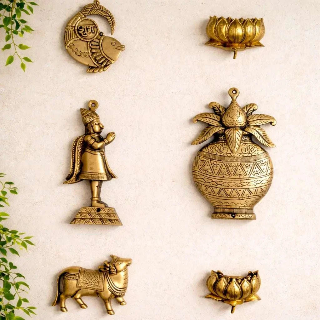 Brass Handcrafted Wall Decor Hanging Set (8.5 Inch)