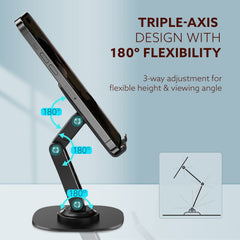 AGARO 360° Revolving Mobile Stand, Foldable & Sturdy Metal Stand with 360° Rotation, Multiple Height & Angle Adjustments & Anti-Slip pads for Desk, Compatible with Smartphones, Tablets, Kindles & iPad-3