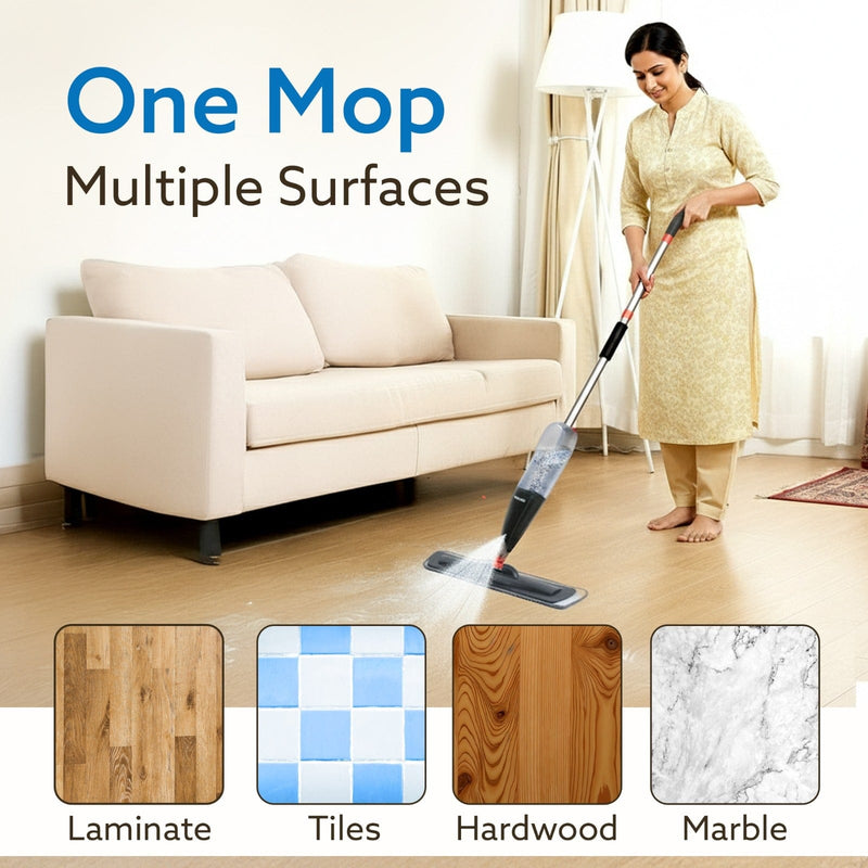 AGARO Delite Spray Mop for Dry and Wet Floor Cleaning with Washable Microfiber Pad - with 800ml Refillable Bottle for Wo